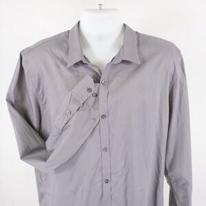 Structure Gray Striped Slim‎ Fit XL Collared Dress Shirt Long Sleeve